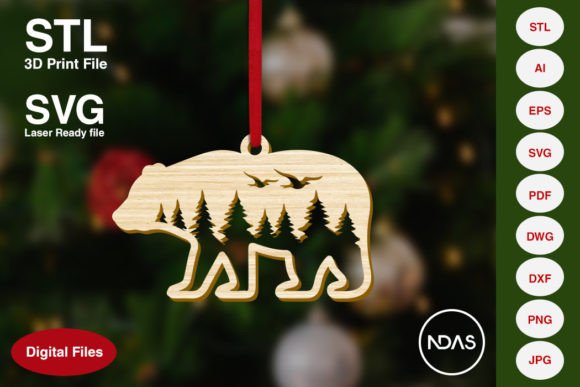 Bear with Forest Christmas Decoration