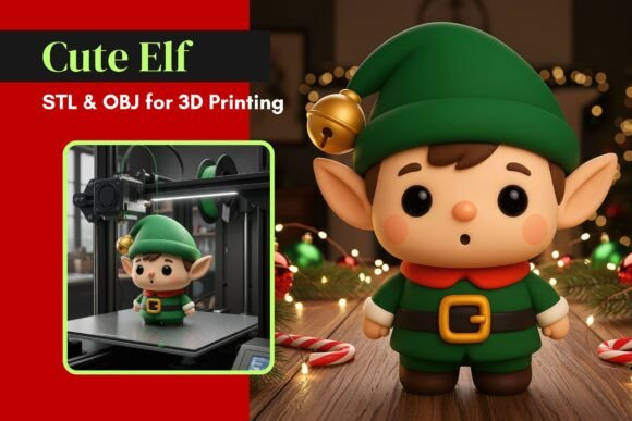 Cute Christmas Elf 3D Print: A Festive Addition to Your Holiday Creations