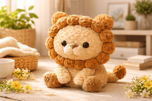 Cute Crochet Lion: A Cozy 3D Print for Your Space