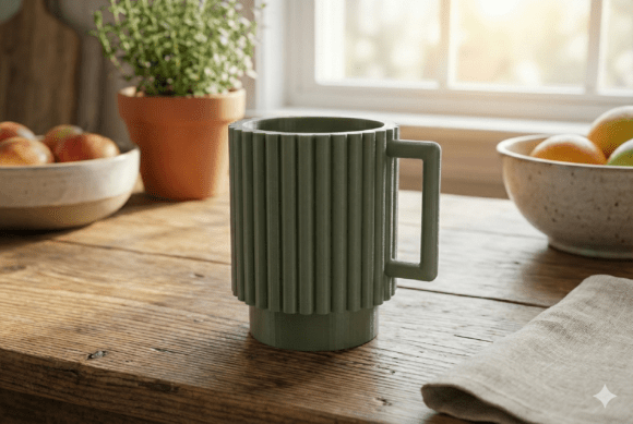 Modern Ribbed Desk Organizer Decorative Cup